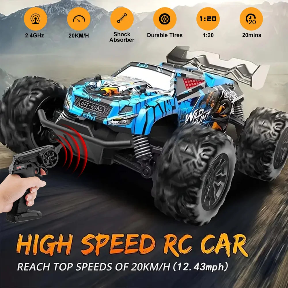 1:20 High-speed Professional Racing Car with LED Light Off-Road Drive 2.4G Remote Control Drift Four-wheel Car Toy Gift for Kids
