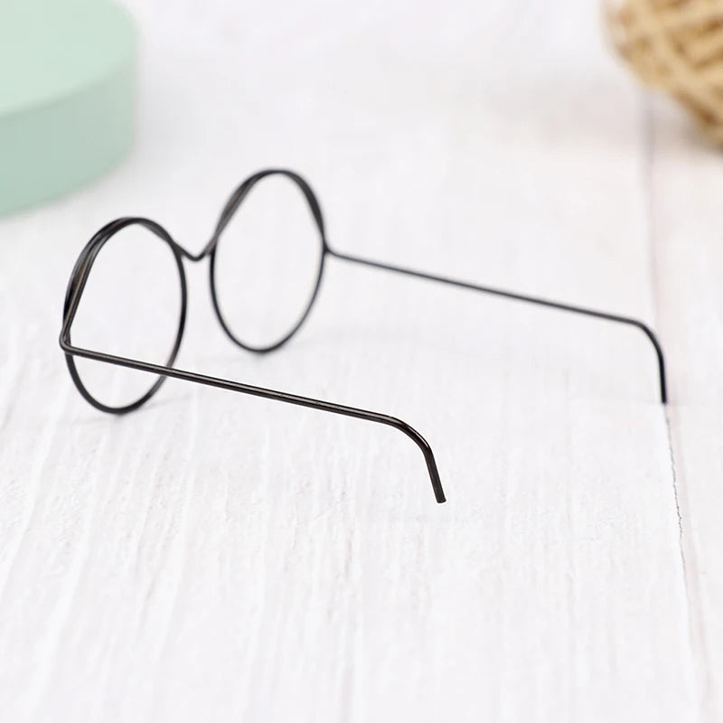 1/2/5/10Pcs Fashion Round Frame Lensless Retro Cool Doll Glasses For Doll 57*48*22mm