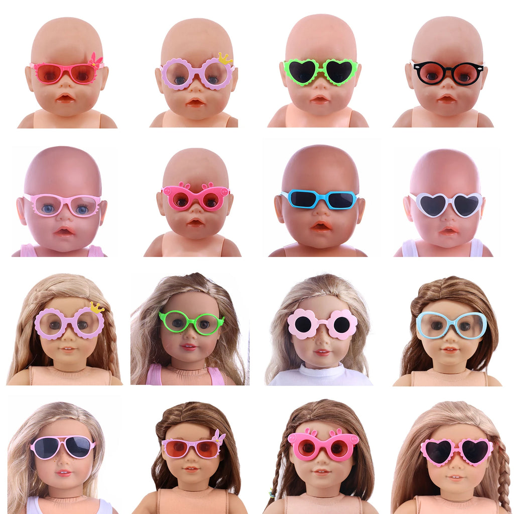 10Pcs/Set Doll Baby Sunglasses Glasses Fit 18 Inch American Of Girl`s&43Cm Baby New Born Doll Zaps Generation Girl`eyes for toys
