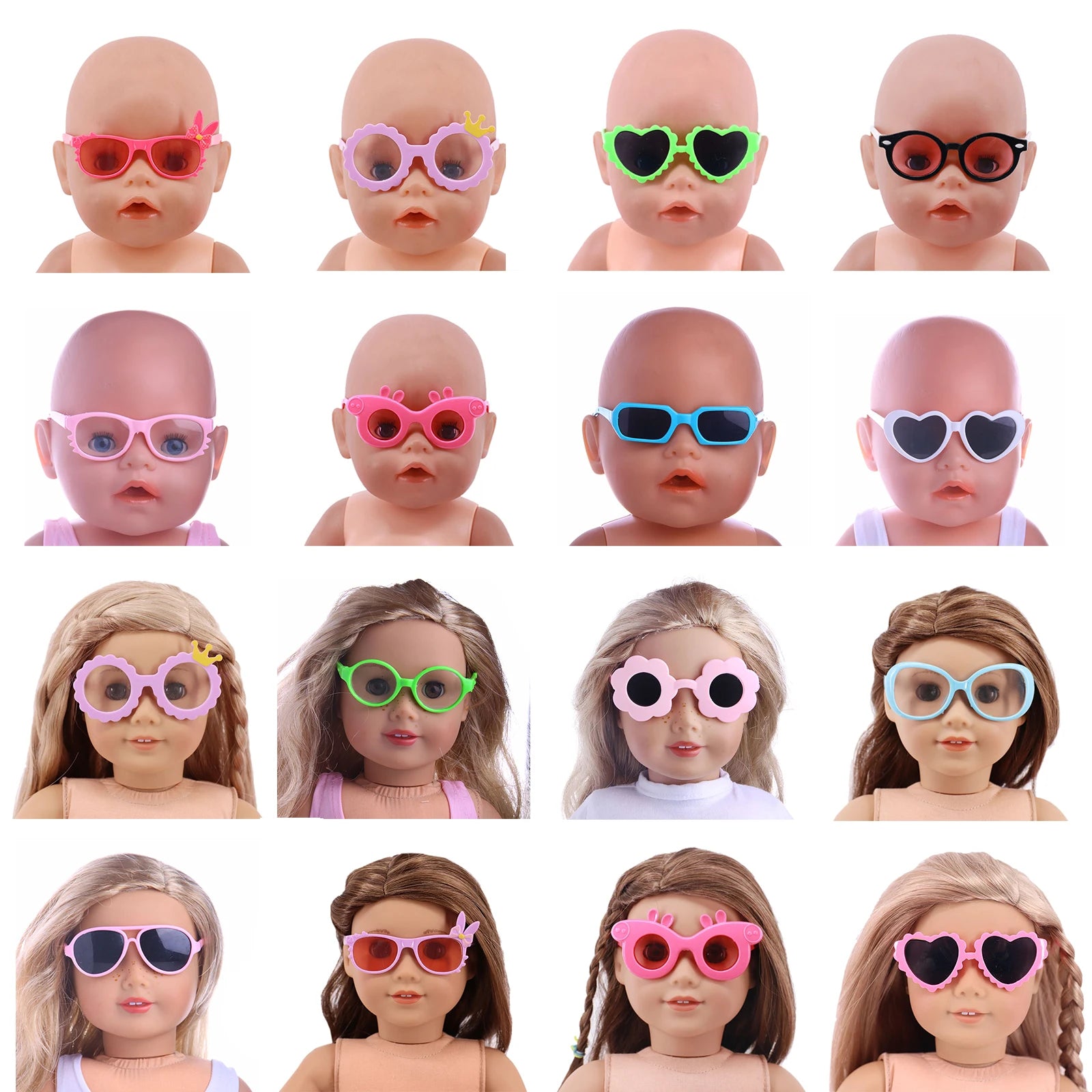 10Pcs/Set Doll Baby Sunglasses Glasses Fit 18 Inch American Of Girl`s&43Cm Baby New Born Doll Zaps Generation Girl`eyes for toys