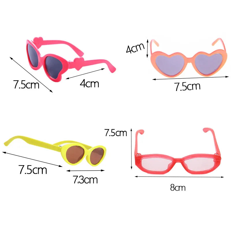 10Pcs/Set Doll Baby Sunglasses Glasses Fit 18 Inch American Of Girl`s&43Cm Baby New Born Doll Zaps Generation Girl`eyes for toys