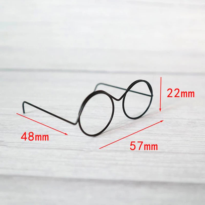 1/2/5/10Pcs Fashion Round Frame Lensless Retro Cool Doll Glasses For Doll 57*48*22mm