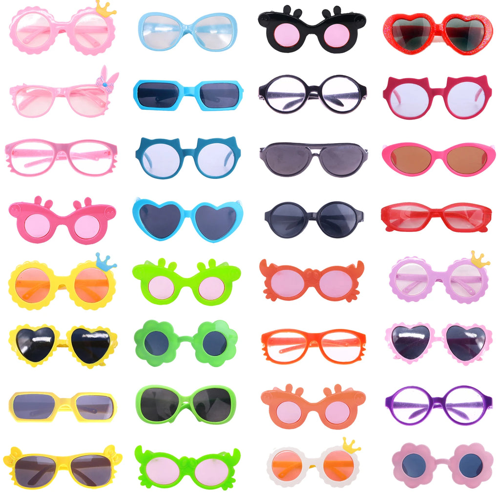 10Pcs/Set Doll Baby Sunglasses Glasses Fit 18 Inch American Of Girl`s&43Cm Baby New Born Doll Zaps Generation Girl`eyes for toys