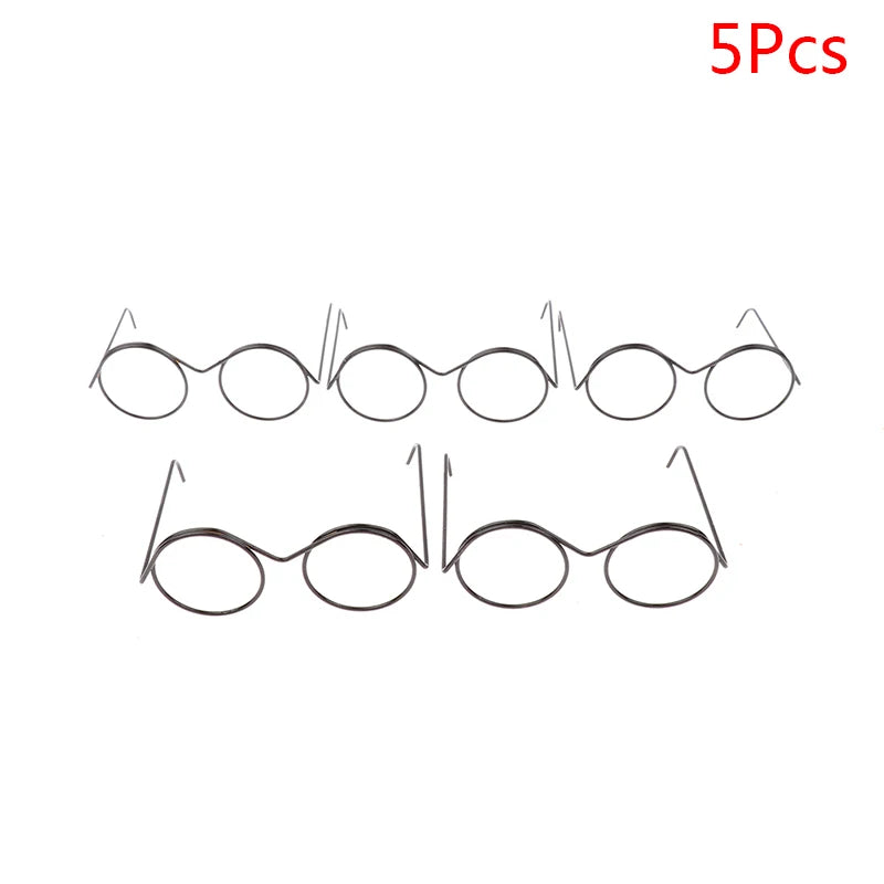1/2/5/10Pcs Fashion Round Frame Lensless Retro Cool Doll Glasses For Doll 57*48*22mm