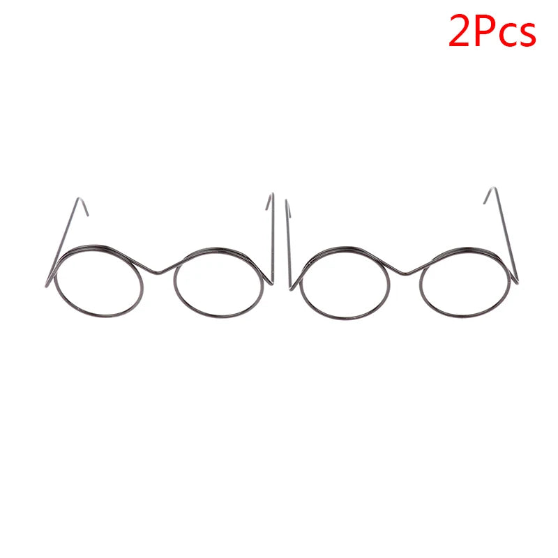 1/2/5/10Pcs Fashion Round Frame Lensless Retro Cool Doll Glasses For Doll 57*48*22mm