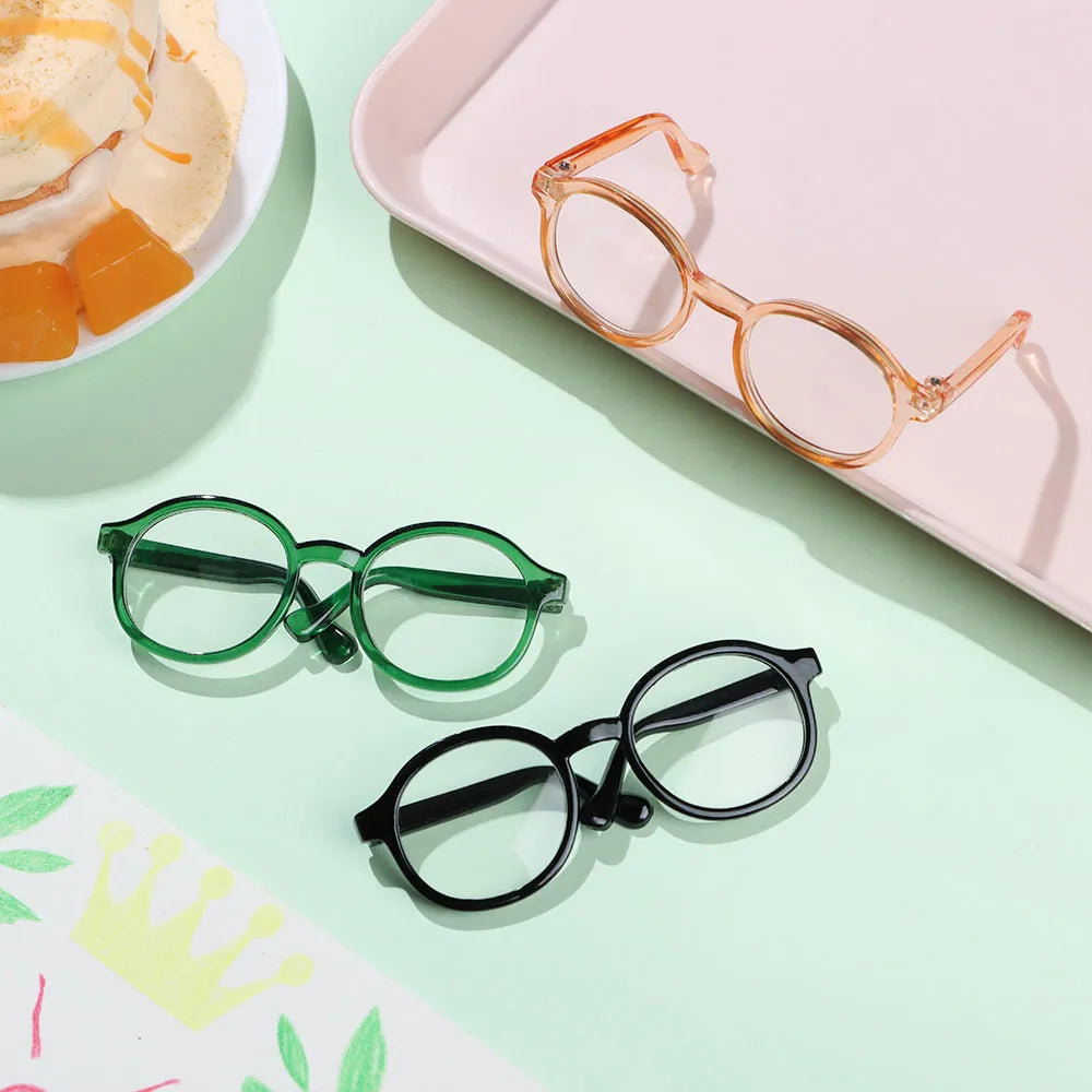 1Pcs Mini Doll Glasses For Blythe Doll Accessories Round Frame Clear Lens Eyeglasses Toys Decoration
