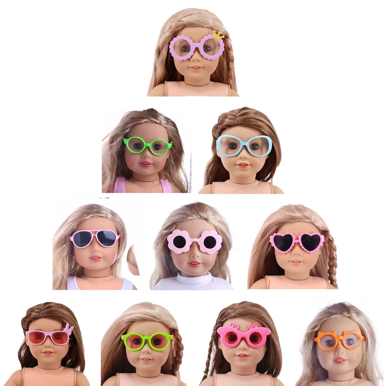 10Pcs/Set Doll Baby Sunglasses Glasses Fit 18 Inch American Of Girl`s&43Cm Baby New Born Doll Zaps Generation Girl`eyes for toys