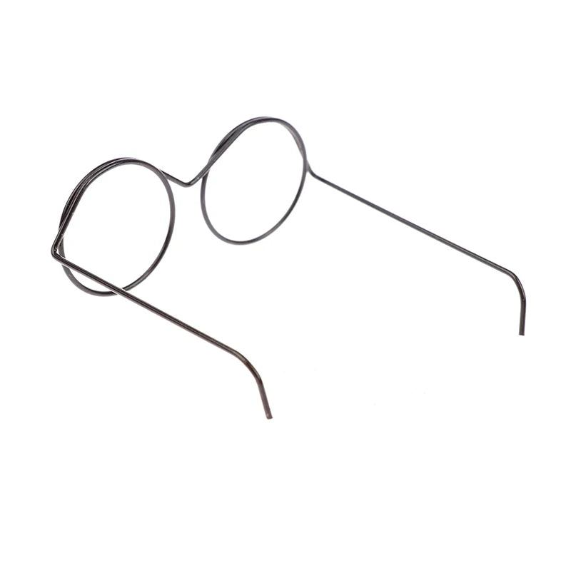 1/2/5/10Pcs Fashion Round Frame Lensless Retro Cool Doll Glasses For Doll 57*48*22mm