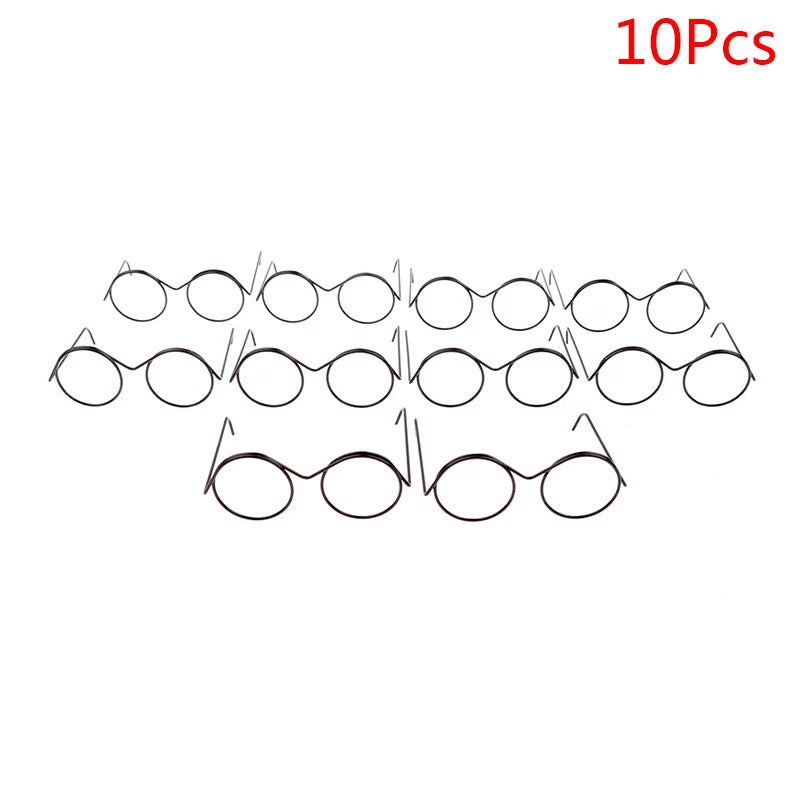 1/2/5/10Pcs Fashion Round Frame Lensless Retro Cool Doll Glasses For Doll 57*48*22mm