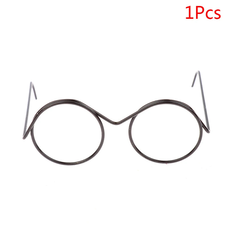 1/2/5/10Pcs Fashion Round Frame Lensless Retro Cool Doll Glasses For Doll 57*48*22mm