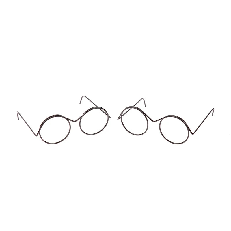 1/2/5/10Pcs Fashion Round Frame Lensless Retro Cool Doll Glasses For Doll 57*48*22mm