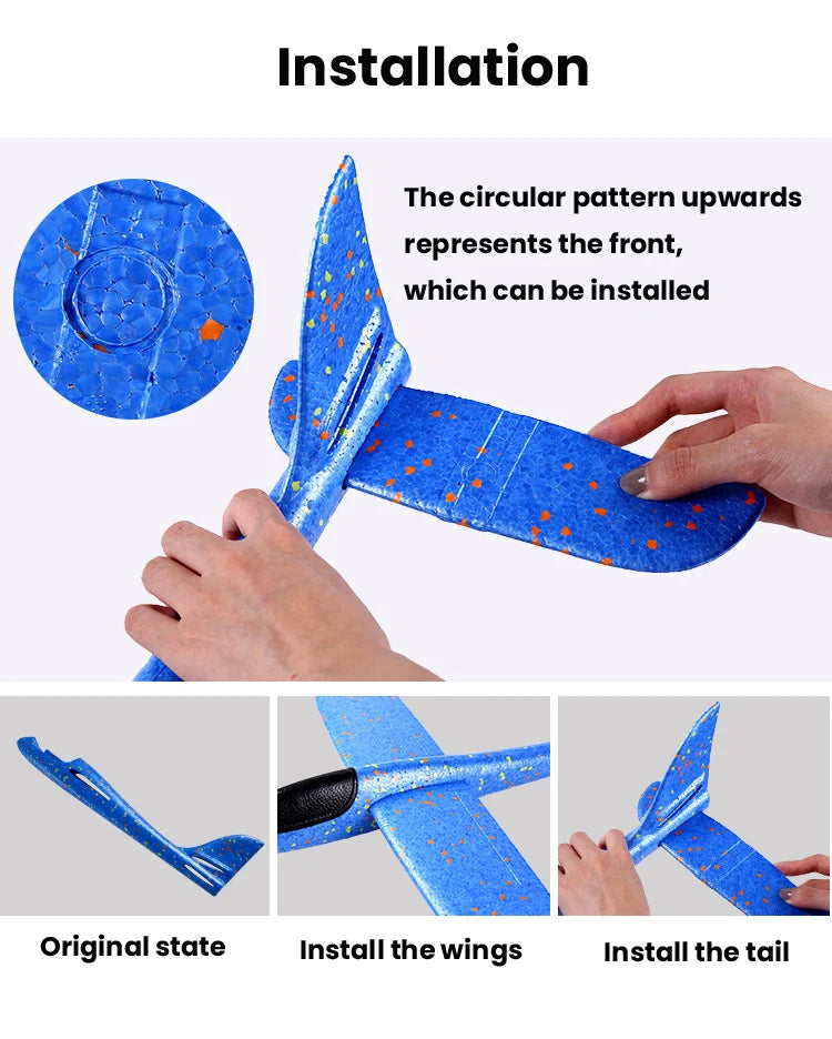 48cm Big Hand Launch Throwing Foam Palne EPP Airplane Model Glider Plane Aircraft Model Outdoor DIY Educational Toy for Children