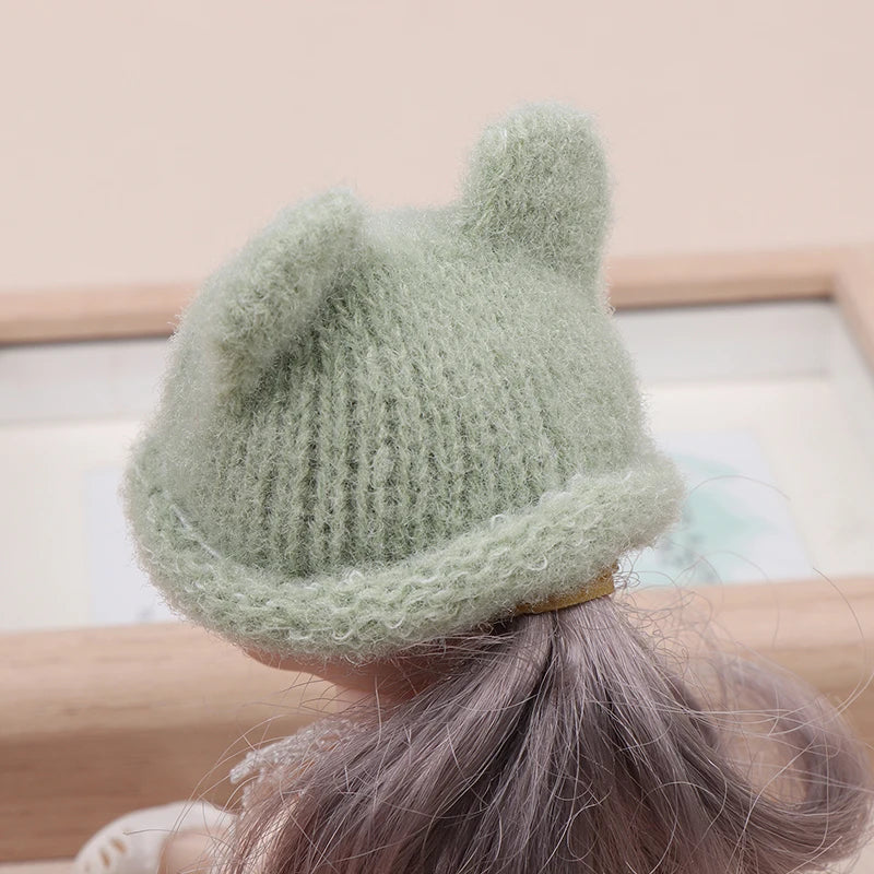 1/12 Doll Mini Colorful Knitted Hat Simulation Handmade Hats Toys Doll Dress Up Accessories For Kids Pretend Play Toy