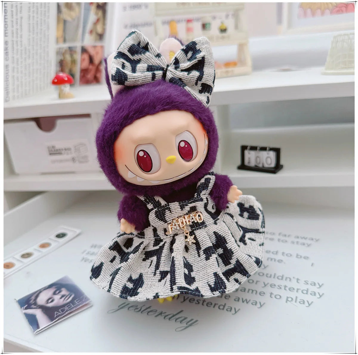 For 17cm Labubu Doll Clothes V1 V2 Doll Clothing Accessories Hat Overall Dress Shoes Bag Doll Accessories Sitting Party Game Toy