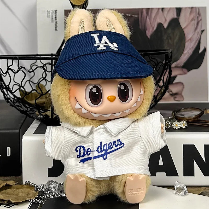 For 17cm Labubu Clothing Set Baseball jersey Catcher gloves Baseball bat Hat V1 V2 V3 Labubu Clothes Doll Accessories Toys