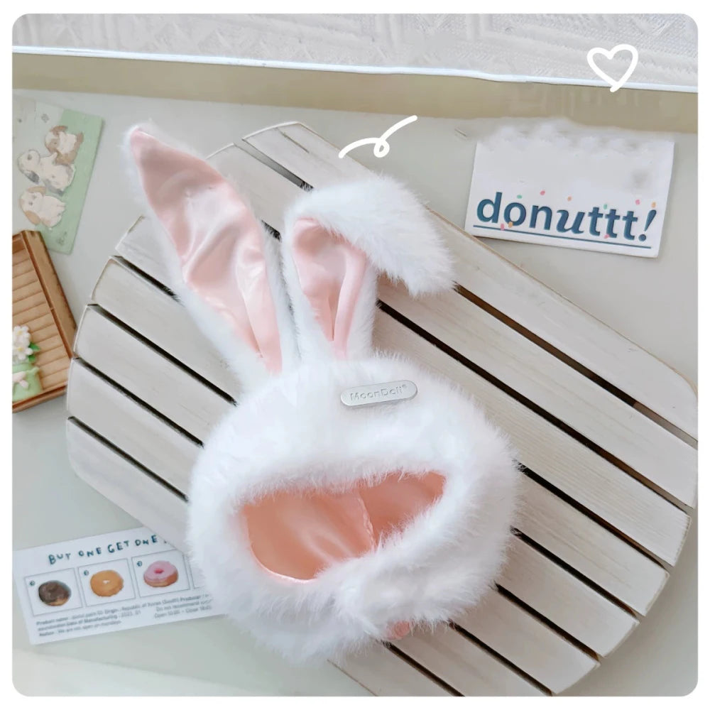 Cute Cotton Doll Rabbit Ears Hat for 10/15/17cm Star Body Doll Plush Hat Dress Up Accessories DIY Toy