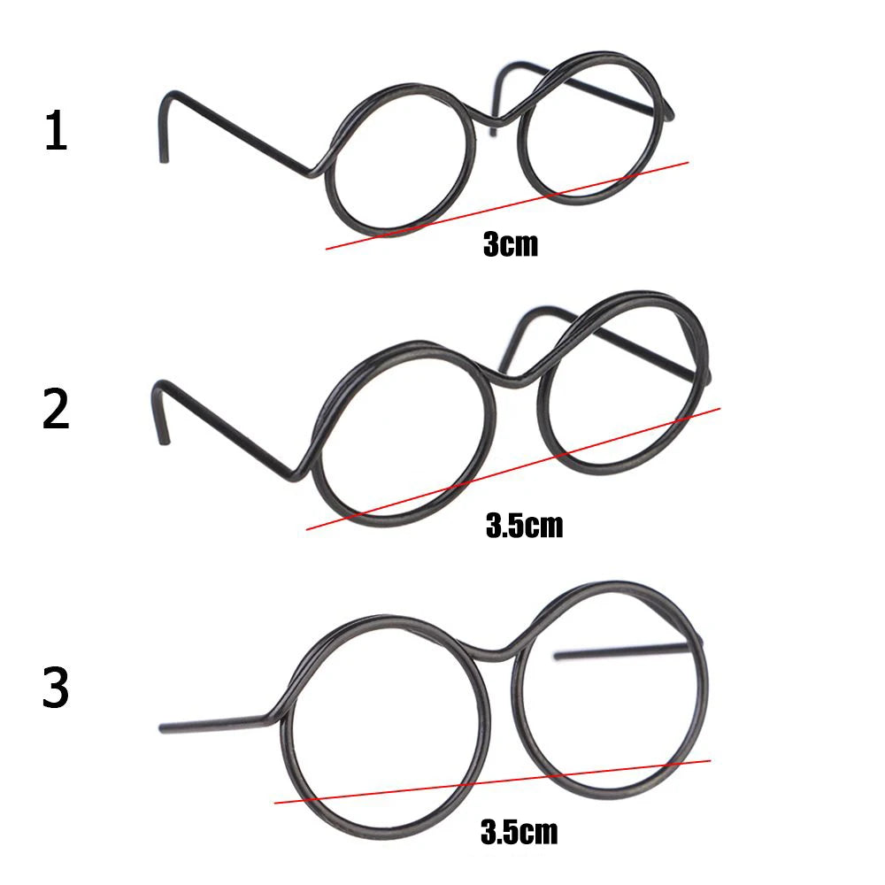 5PCS Round Glasses Frame Dolls Cute Retro Alloy Mini Black Lensless Eyewear Fashion Baby Kids Toys Doll Dressing Accessories