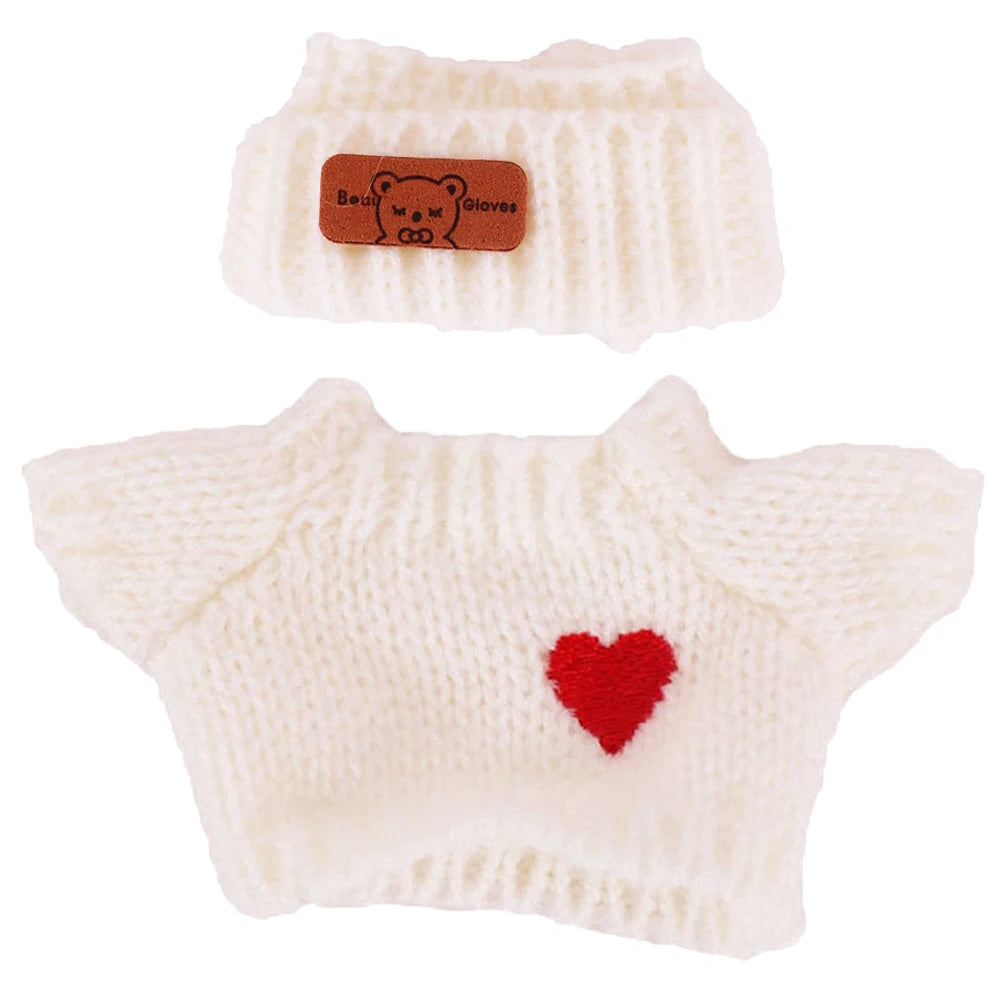 Doll Sweater+Woolen Hat For labubu 17cm Plush Doll Clothes Accessories Girl‘s Toys Birthday And Christmas Gift