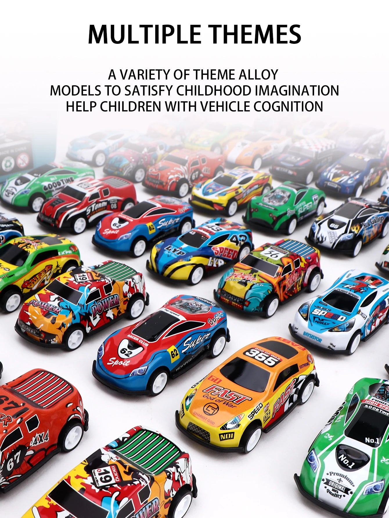 24PCS, 36PCS, 52PC, Car Toy Gift, Friction Return Alloy Racing Children's Car Toy with Storage Box