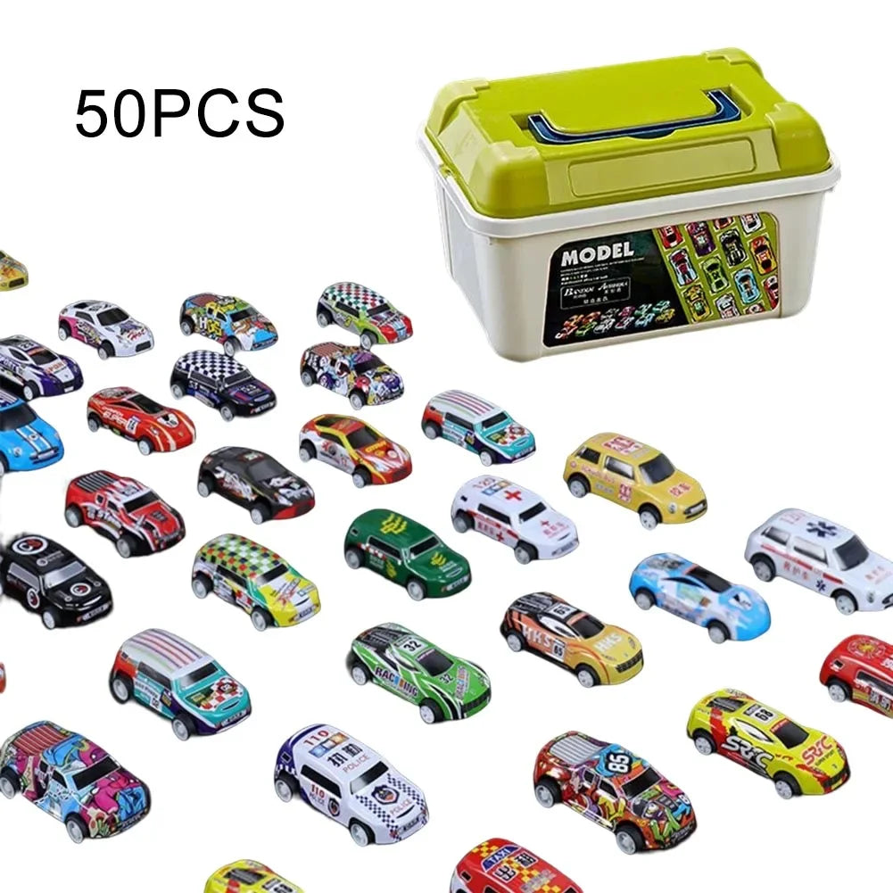100Pcs Alloy Diecast Car Mini Cars Model Se tToys for Boys Sliding Inertia Pull Back Vehicle Toy Birthday Gift for Kids Toddler