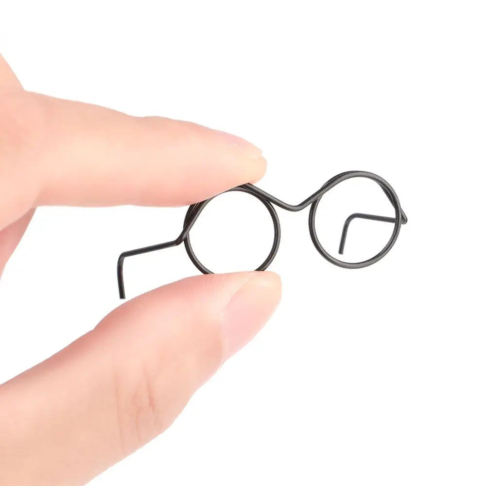 5PCS Round Glasses Frame Dolls Cute Retro Alloy Mini Black Lensless Eyewear Fashion Baby Kids Toys Doll Dressing Accessories