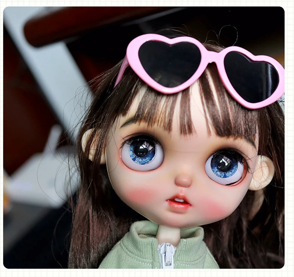 Cute Doll Glasses 18inches Reborn 1/6 Blyth Doll Fashion Flowers Crown Heart Shape Sunglasses DIY Accessories