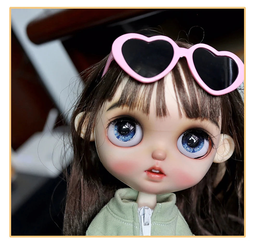 Cute Doll Glasses 18inches Reborn 1/6 Blyth Doll Fashion Flowers Crown Heart Shape Sunglasses DIY Accessories