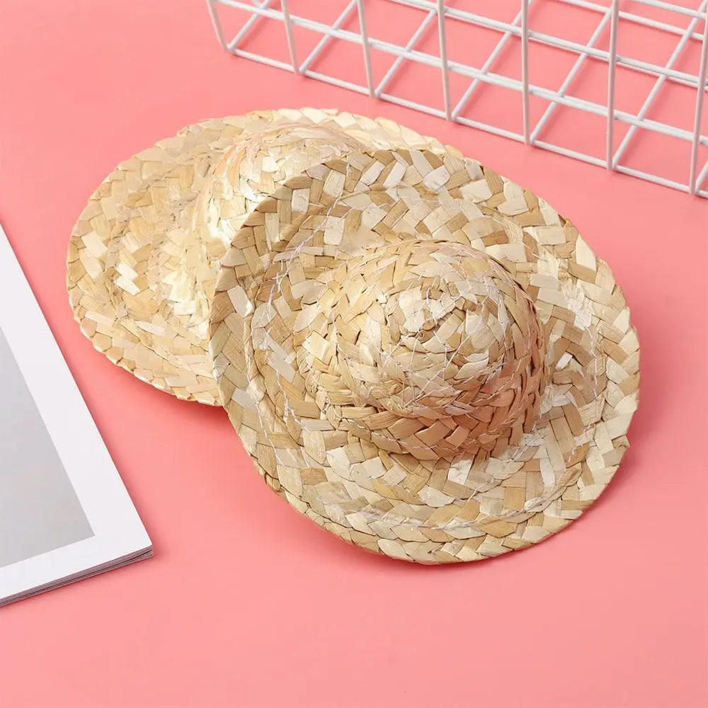 Woven Straw Hat DIY Decoration Doll Caps Multiple Sizes Crafts Cute Toys Doll Accessories