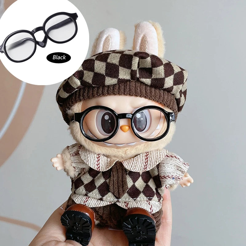 6.5cm Glasses for Labubu Accessories Transparent Plastic Glasses for Labubu Dolls Plush Doll for DIY Toys Doll Glasses Accessory