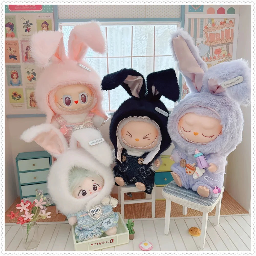 Cute Cotton Doll Rabbit Ears Hat for 10/15/17cm Star Body Doll Plush Hat Dress Up Accessories DIY Toy