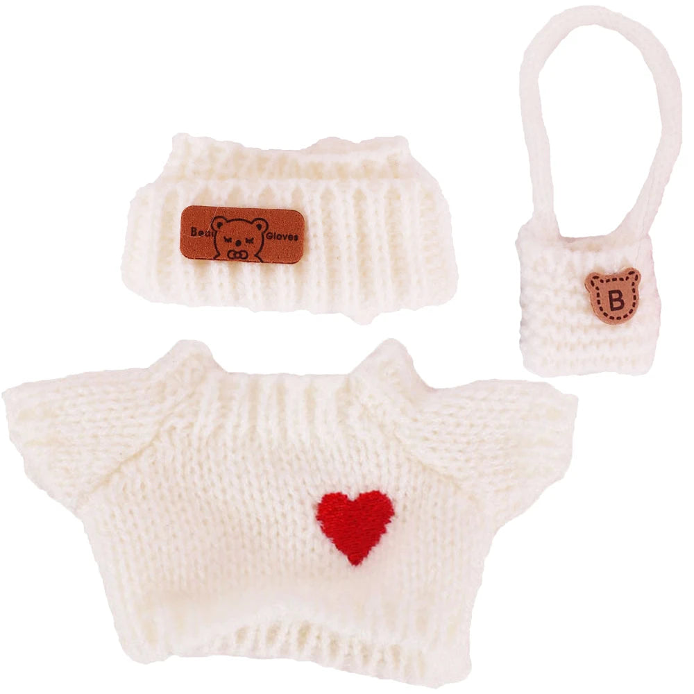 Doll Sweater+Woolen Hat For labubu 17cm Plush Doll Clothes Accessories Girl‘s Toys Birthday And Christmas Gift