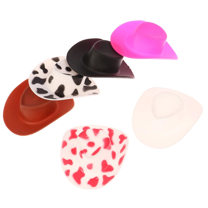 10Pcs Miniature Plastic Doll Hat Western Cowboy Hat Cowgirl Hat For Dolls Decoration Accessories