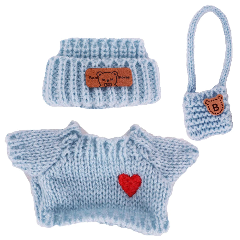 Doll Sweater+Woolen Hat For labubu 17cm Plush Doll Clothes Accessories Girl‘s Toys Birthday And Christmas Gift