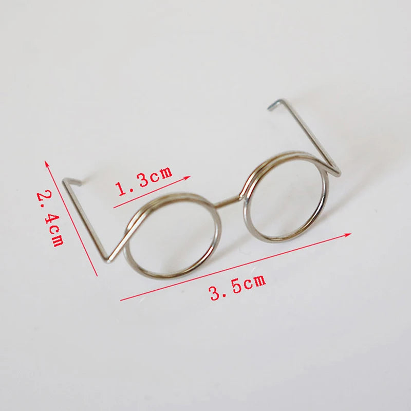 1/2/5/10Pcs Fashion Round Frame Lensless Retro Cool Doll Glasses For Doll 57*48*22mm