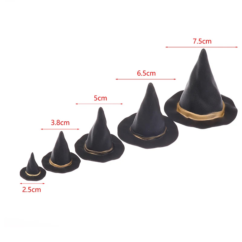 6/10Pcs Doll Felt Cloth Tiny Hats Ornament Cover Miniature Witch Hat Small Hats For Cake Decor Halloween Decoration Toy