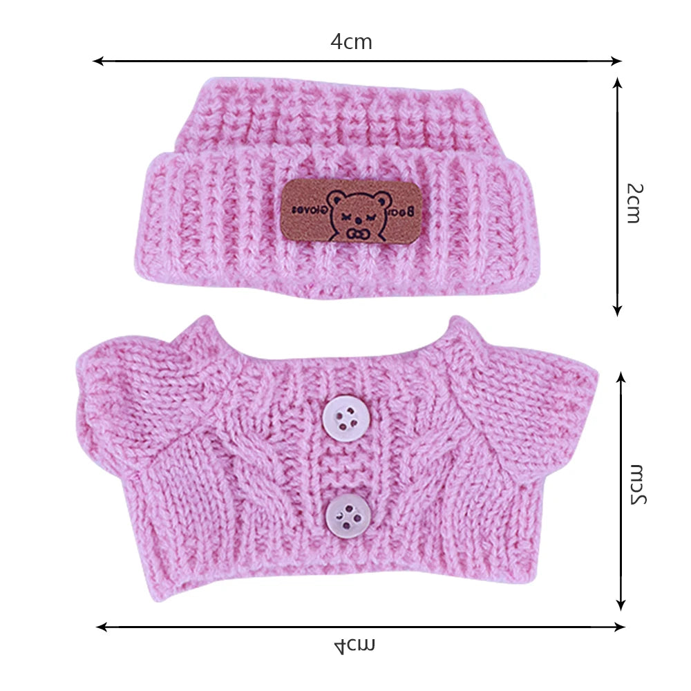 Doll Sweater+Woolen Hat For labubu 17cm Plush Doll Clothes Accessories Girl‘s Toys Birthday And Christmas Gift