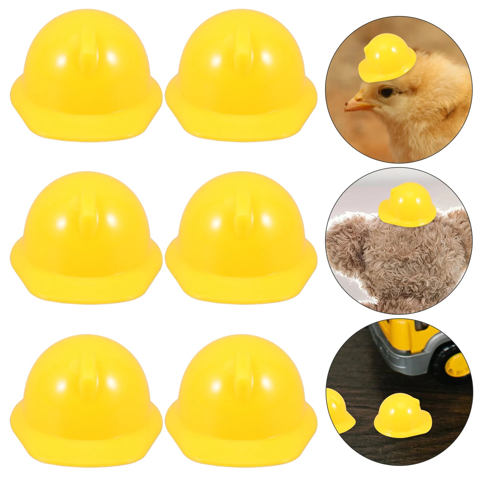 10pcs Mini Construction Hat Safety Decor Plastic Miniature Helmets Accessories Pet Toys Doll Dress Up Play Supplies