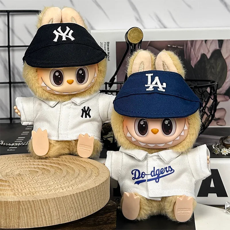 For 17cm Labubu Clothing Set Baseball jersey Catcher gloves Baseball bat Hat V1 V2 V3 Labubu Clothes Doll Accessories Toys