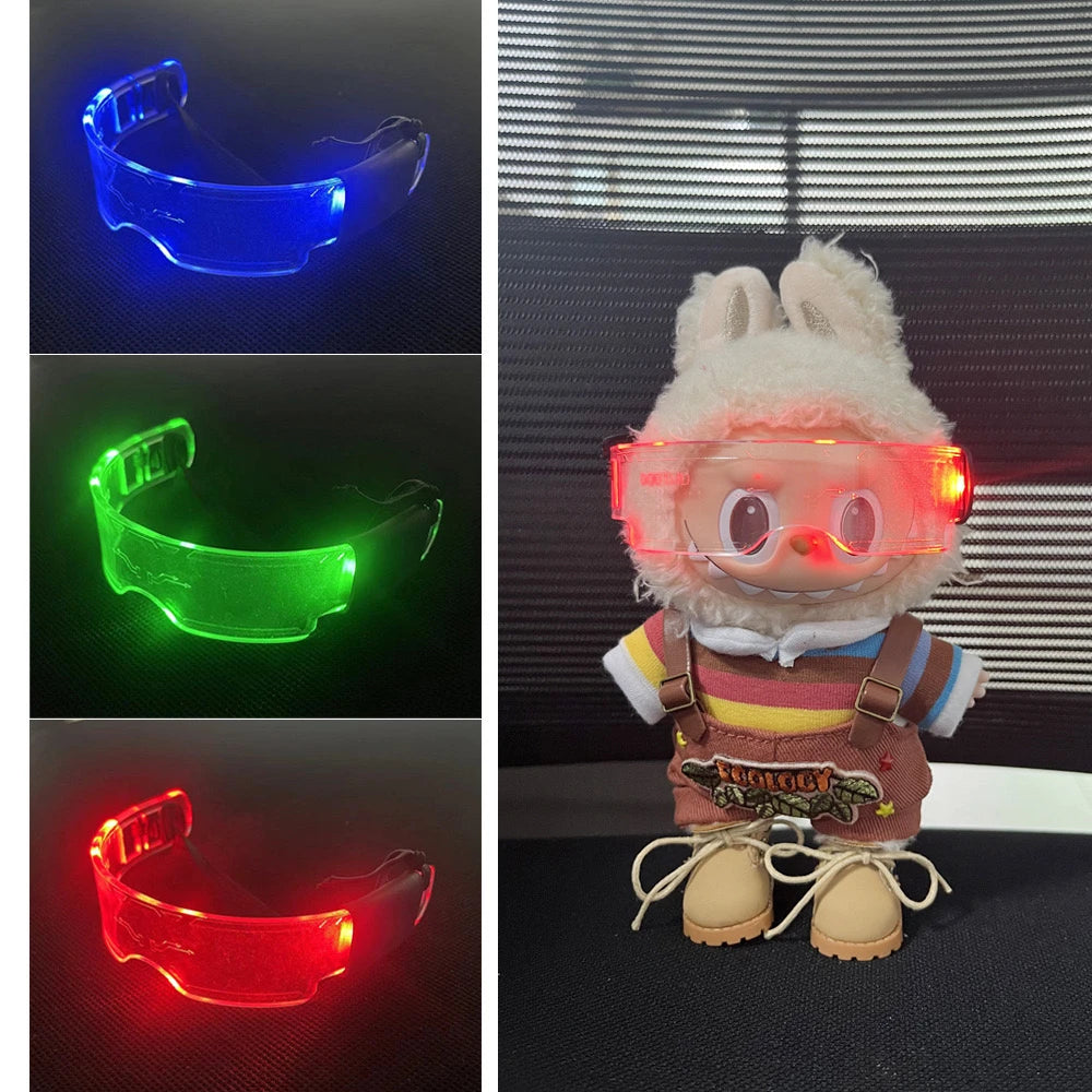 For Labubu Glasses Doll Accessories Doll Accessories Cool Luminous Future Technology Glasses Mini Edition Handsome Doll clothes
