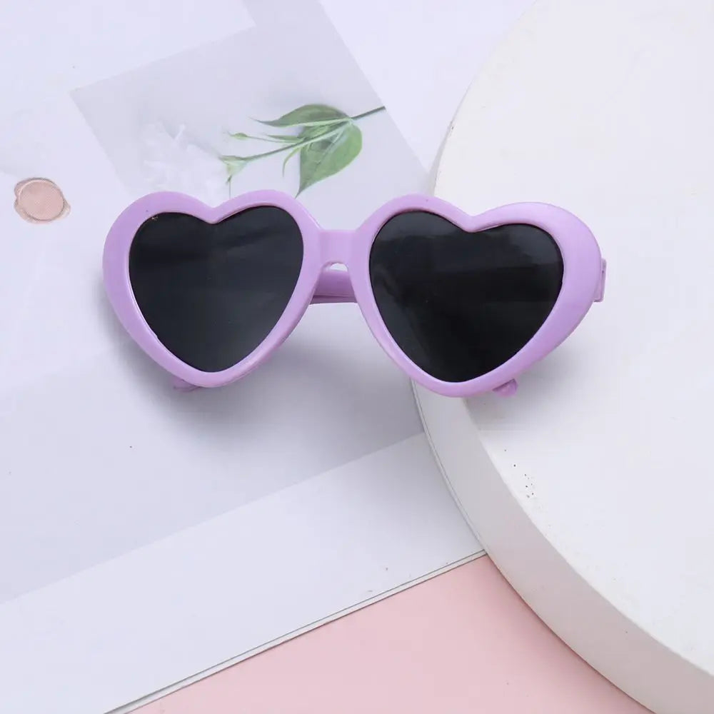 Heart Miniature Sunglasses Candy Color Frame Doll Glasses Toys Eyewear Doll Eyes Clothes Accessories For 60CM Dolls Dress Up