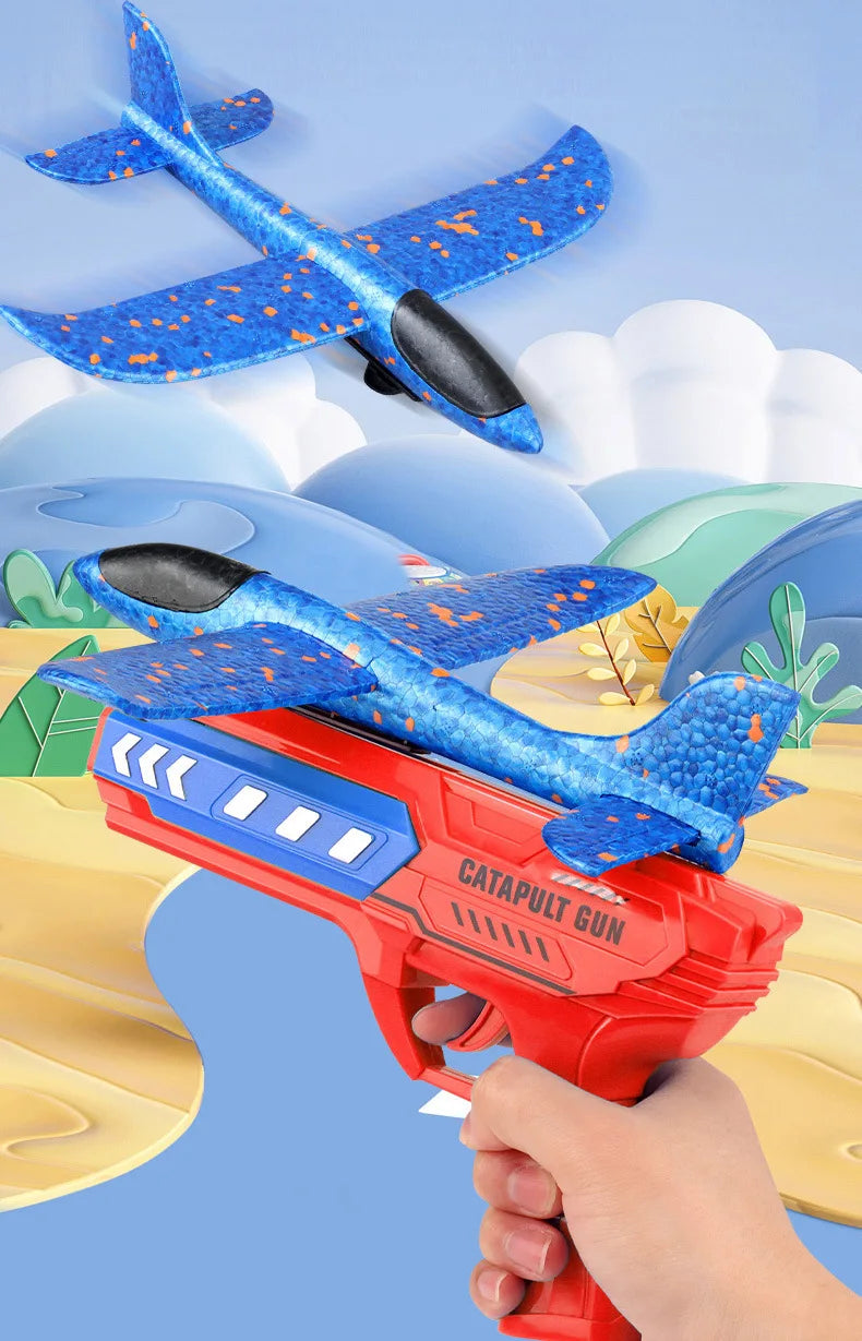 Airplane Launcher Toys Outdoor Sports Flying Toys Children's Foam Ejection Aircraft Toys Birthday Gifts for Boys Girls