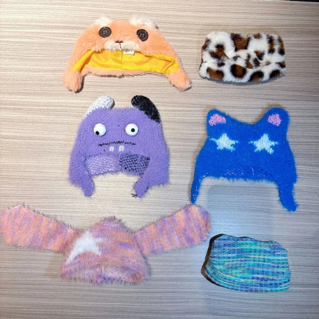 Wakuku Plush Doll Hat 20cm Soft Toy Headwear Doll Accessories Cute Furry Cap for Kids Playtime