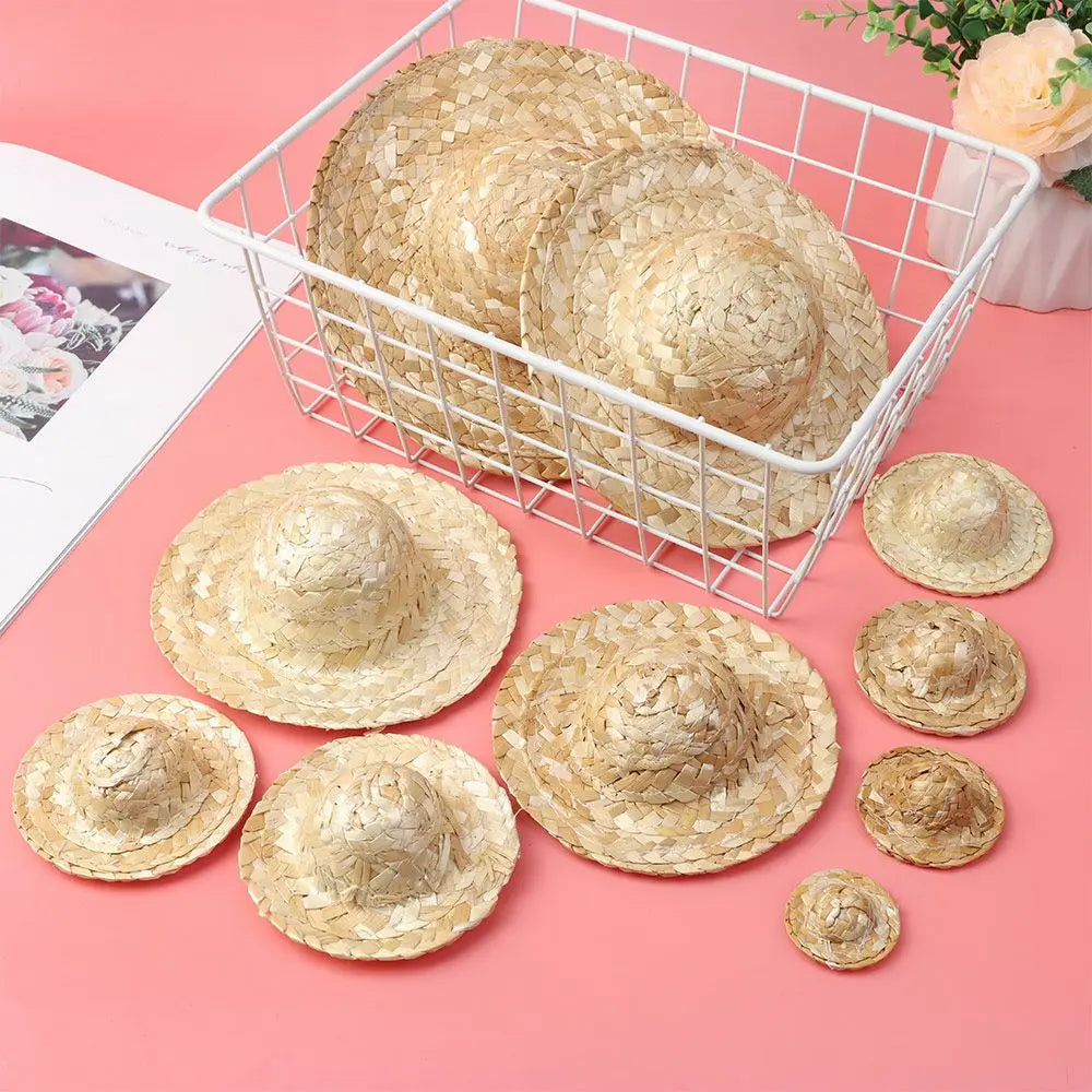 Woven Straw Hat DIY Decoration Doll Caps Multiple Sizes Crafts Cute Toys Doll Accessories
