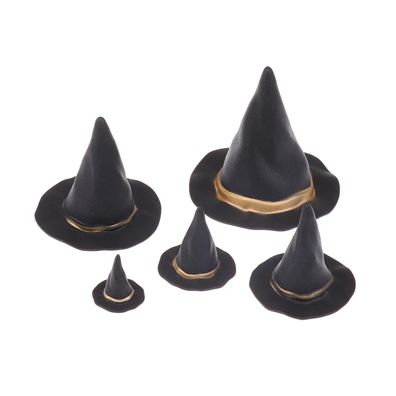 6/10Pcs Doll Felt Cloth Tiny Hats Ornament Cover Miniature Witch Hat Small Hats For Cake Decor Halloween Decoration Toy