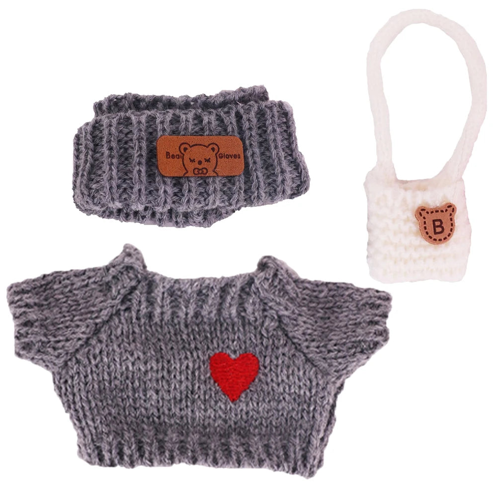 Doll Sweater+Woolen Hat For labubu 17cm Plush Doll Clothes Accessories Girl‘s Toys Birthday And Christmas Gift