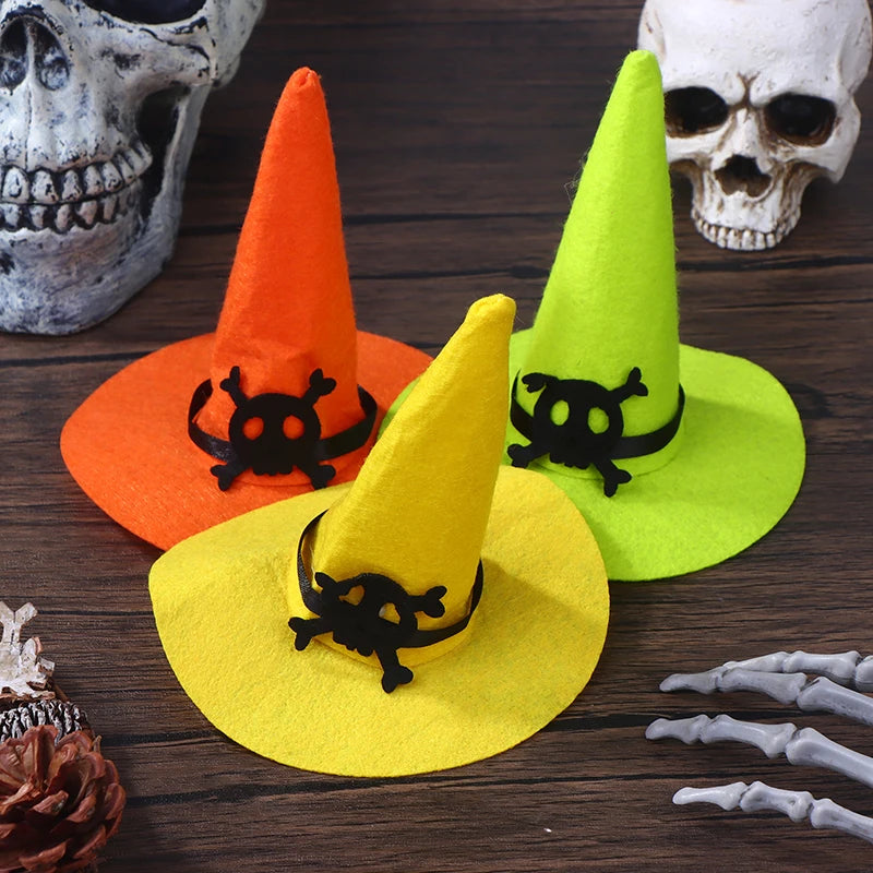 3Pcs/set Felt Halloween Doll Hats Miniature Dollhouse Home Decoration Dolls Accessories Kids Play Toys Hats Random Color