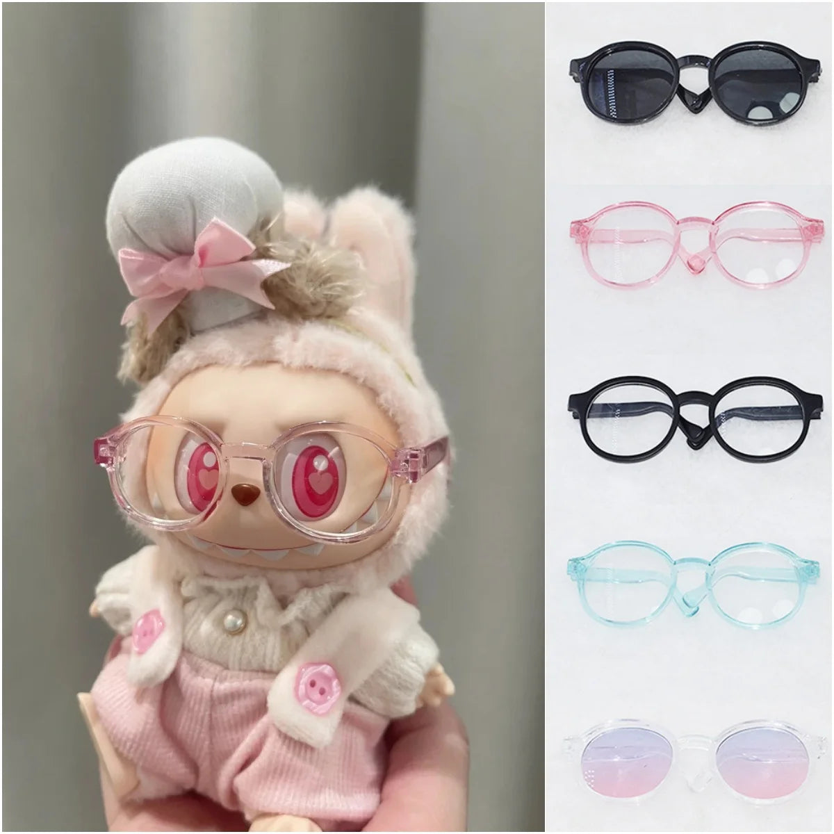 Labubu 6.5cm/9cm Fashion Accessories Cute Plastic  Glasses for 15cm/17cm Labubu for 60cm BJD Dolls and 1/3 BJD Dolls Toy Glasses