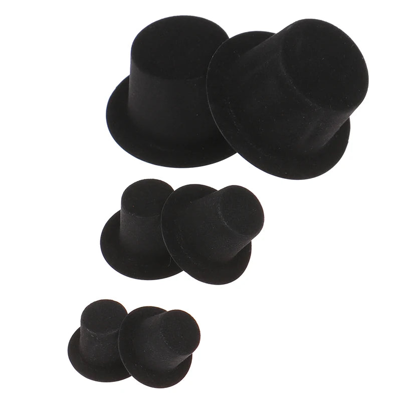 10Pc 1:12 Dollhouse Miniature Simulation Black Flocked Hat Model DIY Dolls Accessories Kids Toys