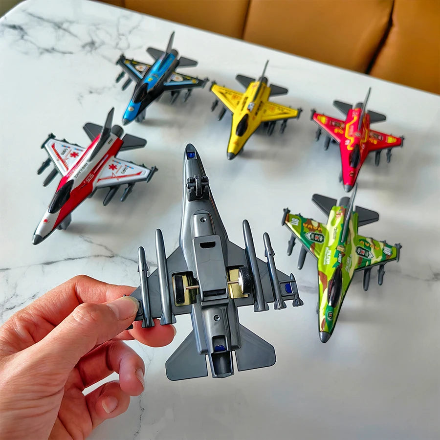6 glider toy sets, mini semi metal planes, suitable for children's airplane models, party giveaways, Halloween, Christmas gifts