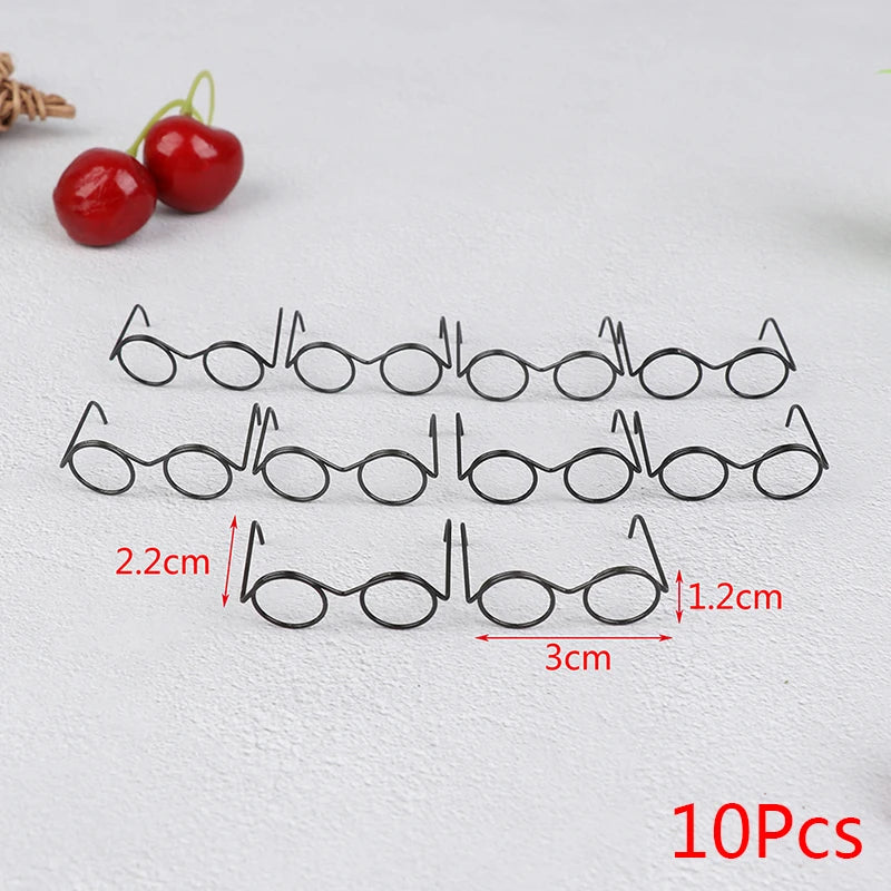 1/2/5/10Pcs Fashion Round Frame Lensless Retro Cool Doll Glasses For Doll 57*48*22mm